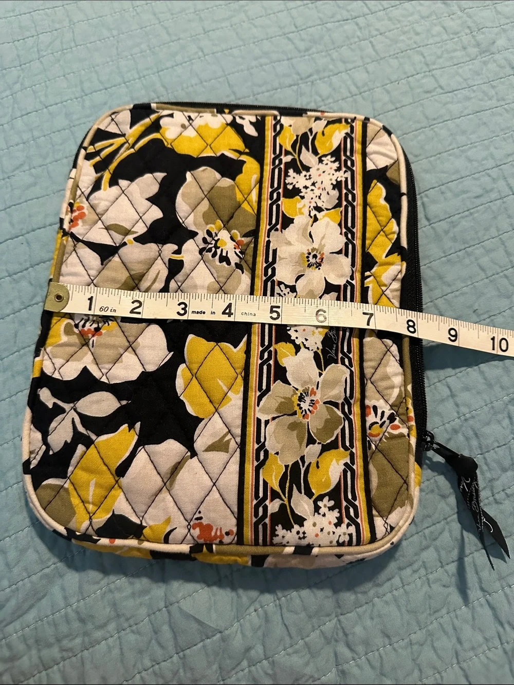 Vera Bradley Quilted Tablet Sleeve in Black, Yellow, White Floral